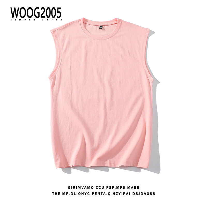 WOOG2005无袖T恤男士夏季背心外穿宽松百搭潮流体恤衫港风ins衣服