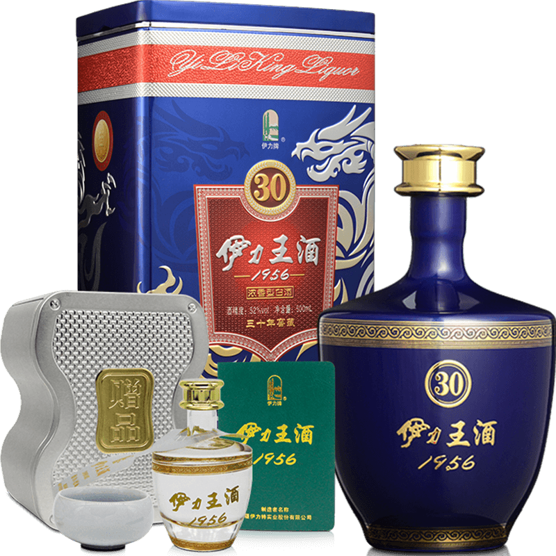 酒厂自营52度伊力王蓝王500ml铁盒装浓香高度伊力特白酒铁盒新疆伊犁