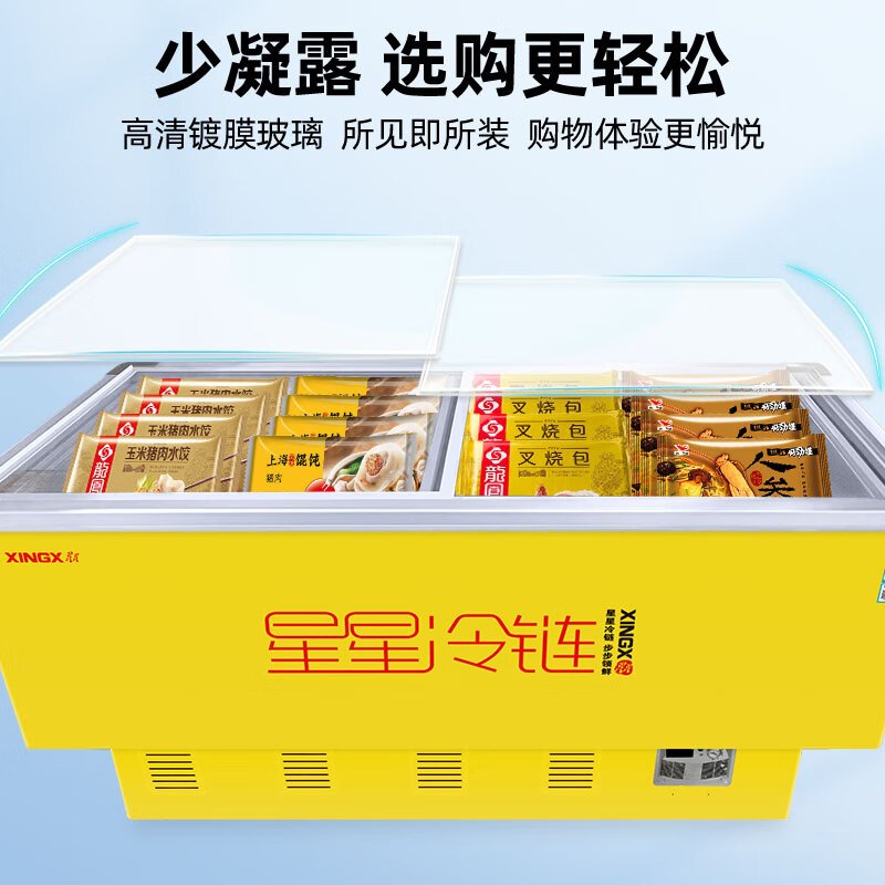 星星(XINGX)636升卧式冰柜岛柜冷藏冷冻转换单温展示柜雪糕柜超市餐饮店冰柜SD/SC-638BPGE