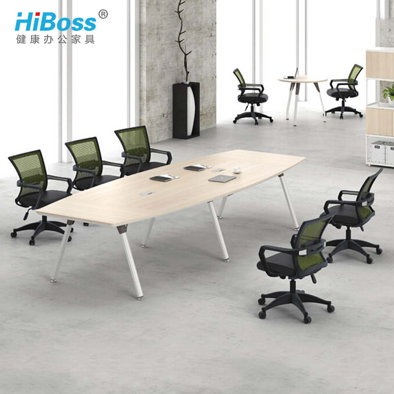 HiBoss钢架会议桌简约现代长条板式办公桌会议桌培训桌子