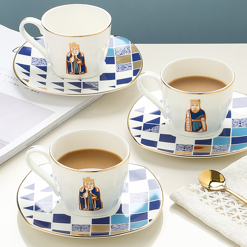 金边骨瓷咖啡杯碟套装欧式烘焙精灵小下午茶小咖啡杯碟