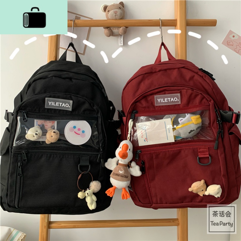 茶话会日系原宿书包女韩国ins高中学生街拍工装双肩包男旅行背包NEWLAKE高清大图