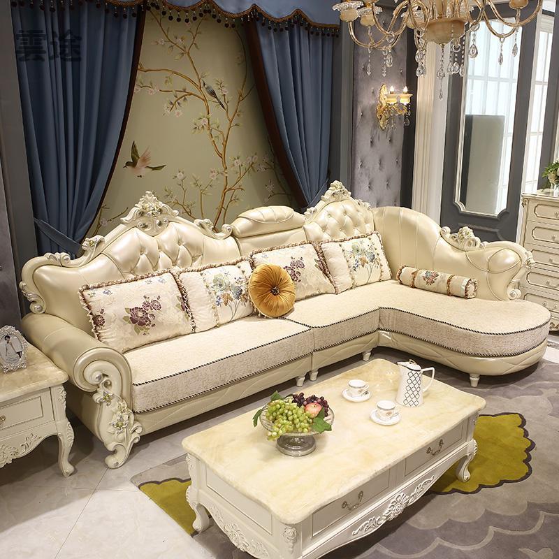 欧式布艺沙发客厅组合套装小户型简欧7字真皮转角l欧美大家具定制