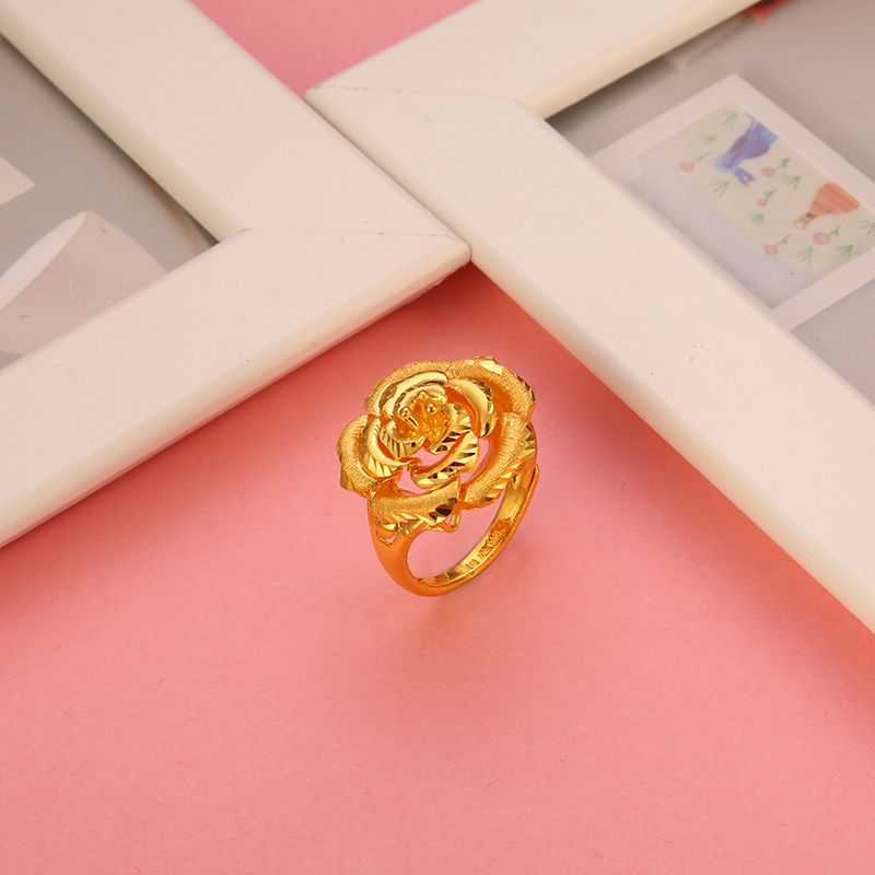 金一 足金花开富贵婚庆女士精品黄金戒指时尚活口女戒送礼 (计价)ABA004