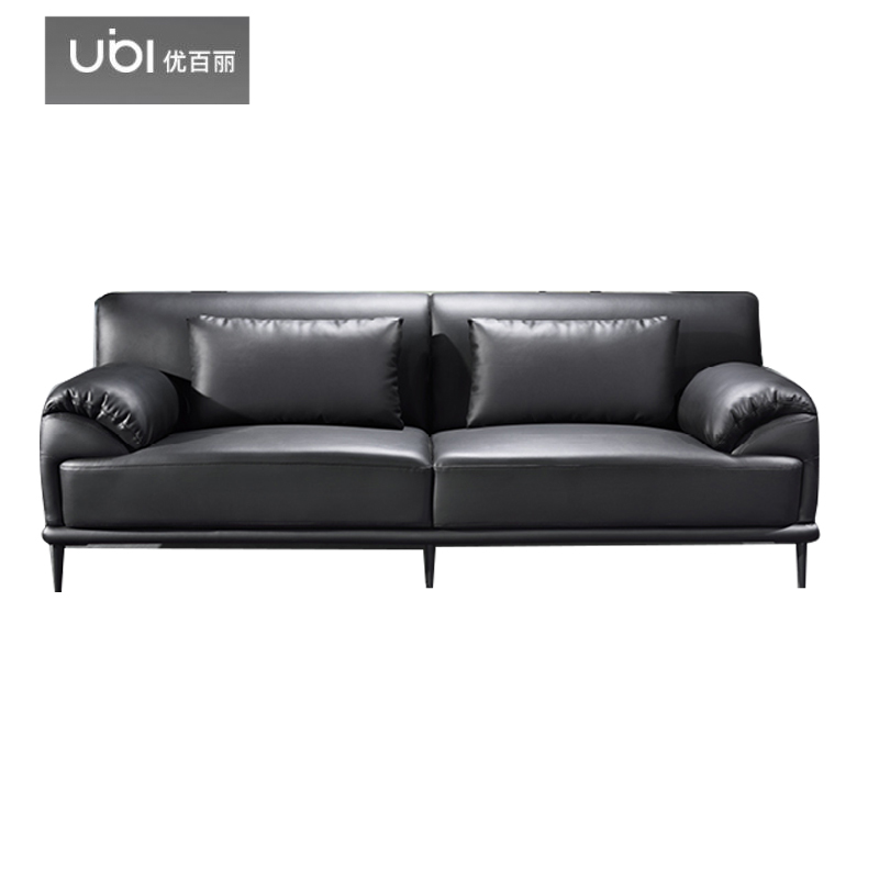 优百丽 DG-9056 办公室沙发 办公家具 会客接待 现代简约家具 颜色尺寸可定制 三人位（黑色牛皮）