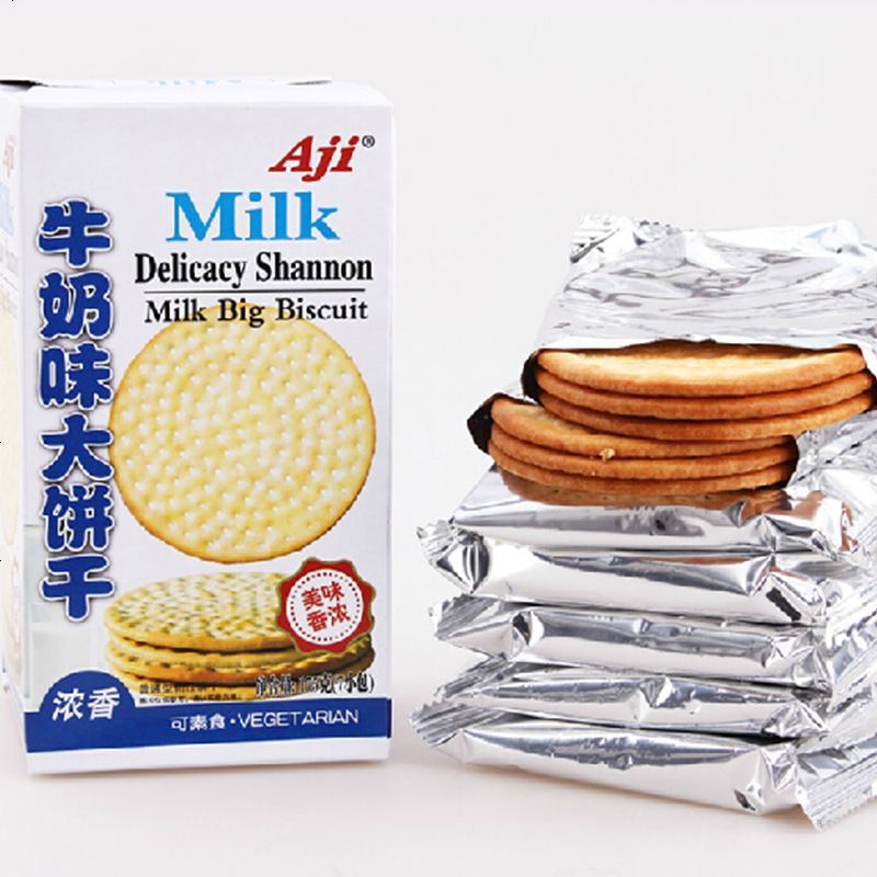 aji牛奶味大饼干正品早餐特浓牛奶味休闲办公室食小吃 原味2盒