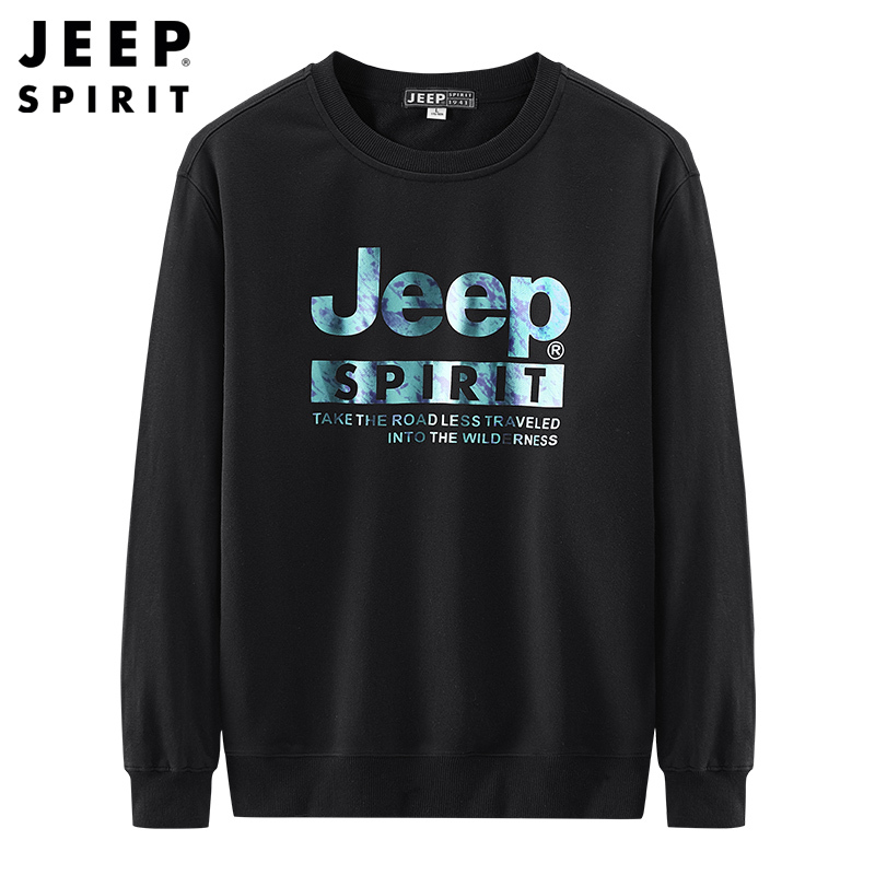 JEEP SPIRIT吉普卫衣男2021秋季新款宽松休闲圆领卫衣韩版百搭套头印花学生上衣
