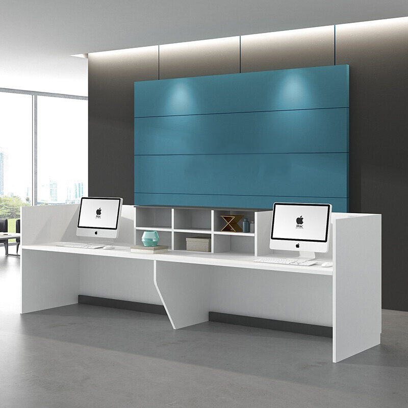 绵冠MIANGUAN前台接待台简约现代咨询迎宾收银台前台办公桌吧台办公室柜台高清大图