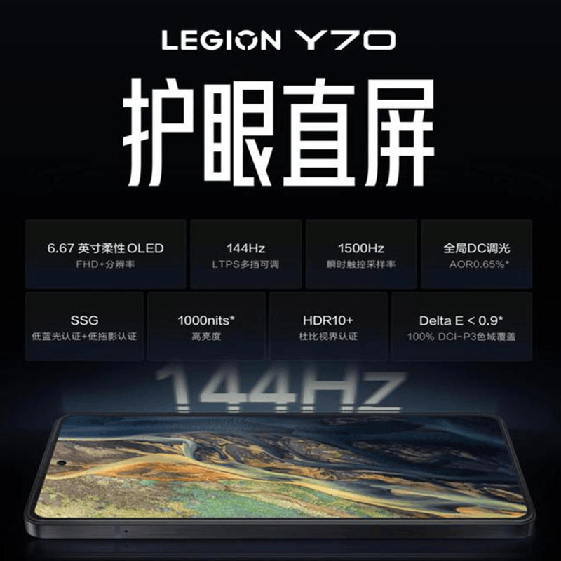 [原封]联想拯救者Y70 8GB+128GB 新骁龙8+ 钛晶灰 144Hz 5100毫安电池 68W快充 5G游戏手机 游戏电竞手机图片