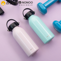 NONOO创意时尚酷卡水杯保温杯女男学生韩版清新文艺便携迷你随行杯 380ml 墨绿·塑