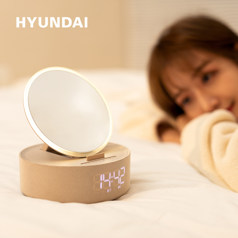 韩国现代(HYUNDAI)YH-F166多功能无线充化妆镜音箱(优雅紫)