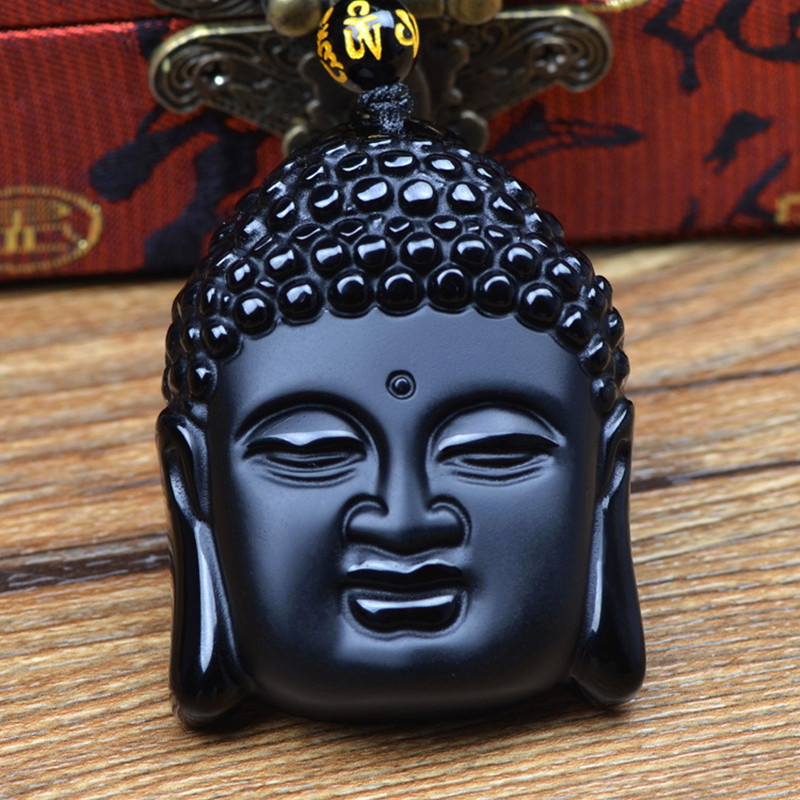 黑曜岩男款女款坠大日如来造型玉石挂件带证书送女朋友七夕情人节礼物