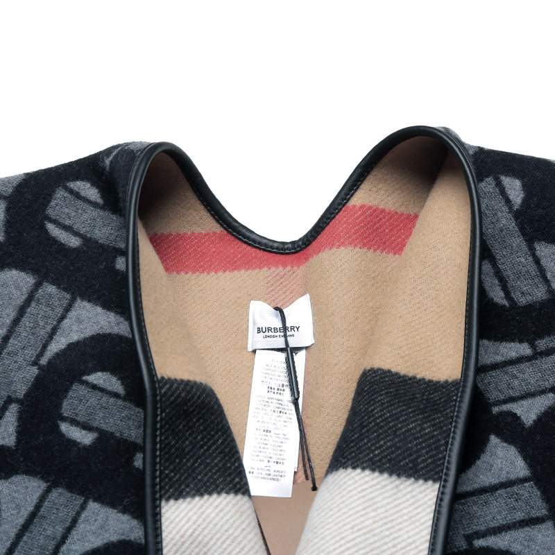 博柏利巴宝莉burberry女款绵羊毛双面两穿流苏披肩8050888