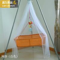 摇篮吊篮儿童床圆方顶/摇篮吊篮专用宝宝婴儿加密蚊帐儿童蚊帐三维工匠_74 默认尺寸 吊篮白色高密网纱蚊帐