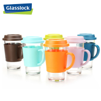 三光云彩(GLASSLOCK) 韩国进口玻璃水杯办公室钢化玻璃耐热茶水杯带把手500ml便携男女学生杯子