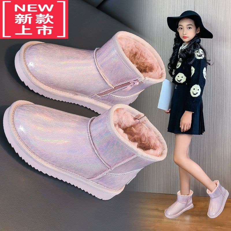 可莉允女童雪地靴2022年新款秋冬季儿童棉鞋加绒加厚女童短靴防水中大童图片