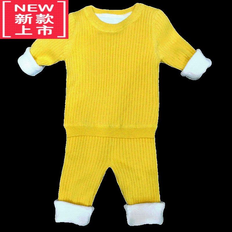 可莉允婴儿保暖套装冬装加绒加厚男女童宝宝打底毛衣儿童睡衣居家两件套图片