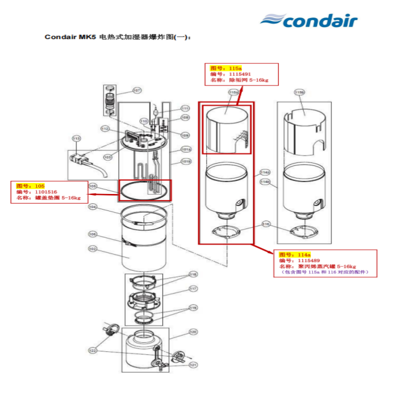 condair康迪蒸汽出口连接管MK5 Process 24(MK5分解图号301)