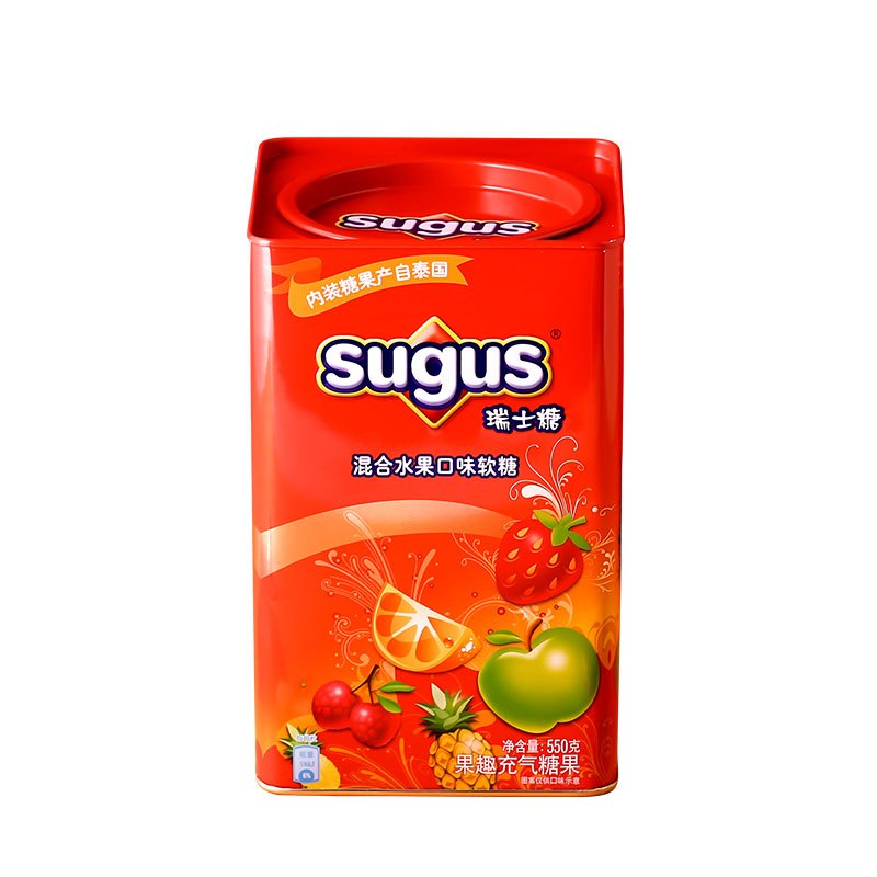 sugus混合水果味铁盒装软糖550g糖果礼盒
