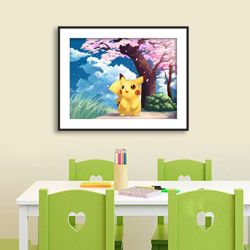 18新款钻石画满钻皮卡丘动漫卡通画儿童手工贴钻十字绣客厅卧室