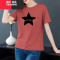 YIBUSHENG季短袖t恤女宽松欧洲站大码胖mm女士半袖体桖百搭显瘦上衣 砖红色五角星 3XL建议155-170斤