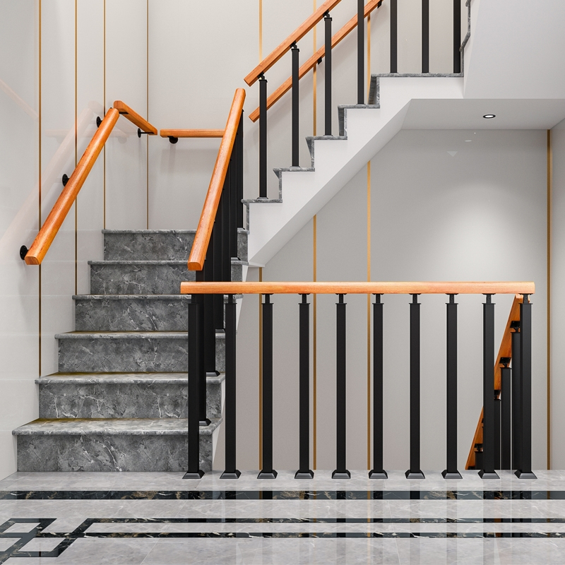古达定制简约现代平台楼梯扶手护栏室内阁楼铁艺栏杆立柱别墅家用实木