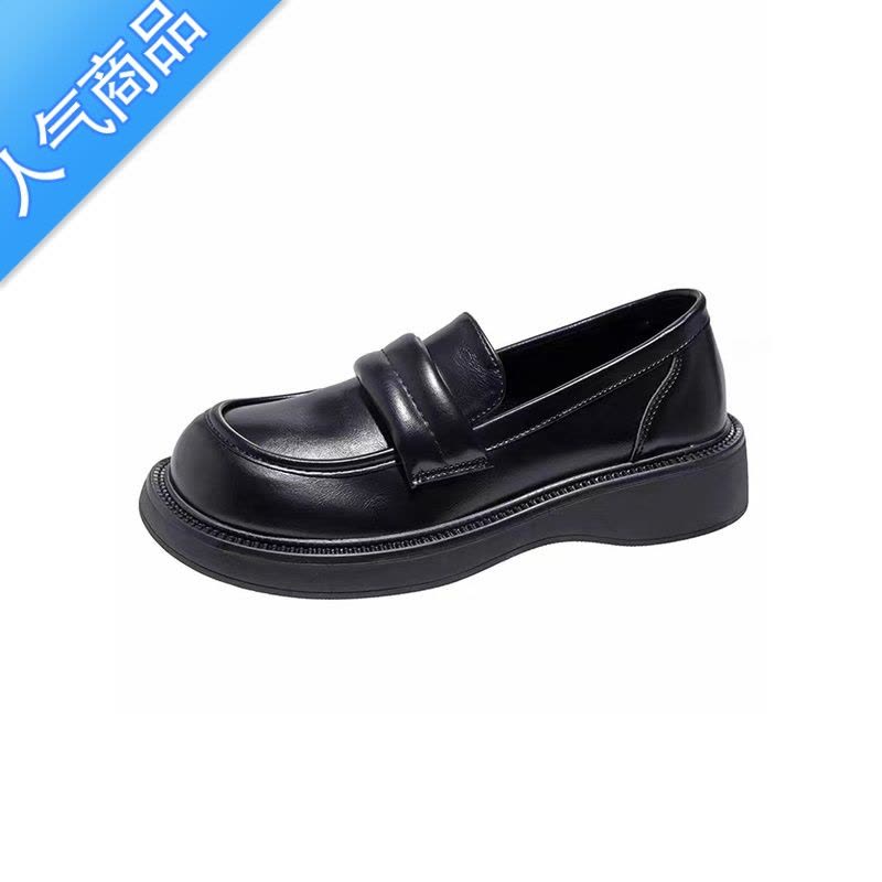 SUNTEK树上有个桃乐福鞋女2023春秋新款一脚蹬小皮鞋厚底英伦风jk单鞋子图片