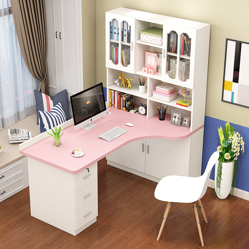 玺晴转角书桌书架组合卧室电脑小房间家用简约经济学生书柜一体学习桌