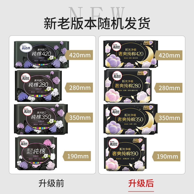 高洁丝 臻选日夜组合61片 (280mm6片*6包+350mm4片*3包+420mm3片*1包+190mm10片*1包)高清大图