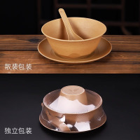 一次性碗筷套装杯碗盘勺筷子组合塑封食品级稻壳 [独立装4件套]碗+杯+勺+碟50套