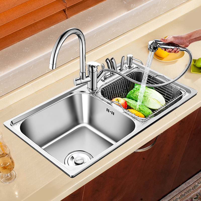 优勤304不锈钢厨房水槽双槽洗菜盆水池套餐洗碗池家用加厚手工槽