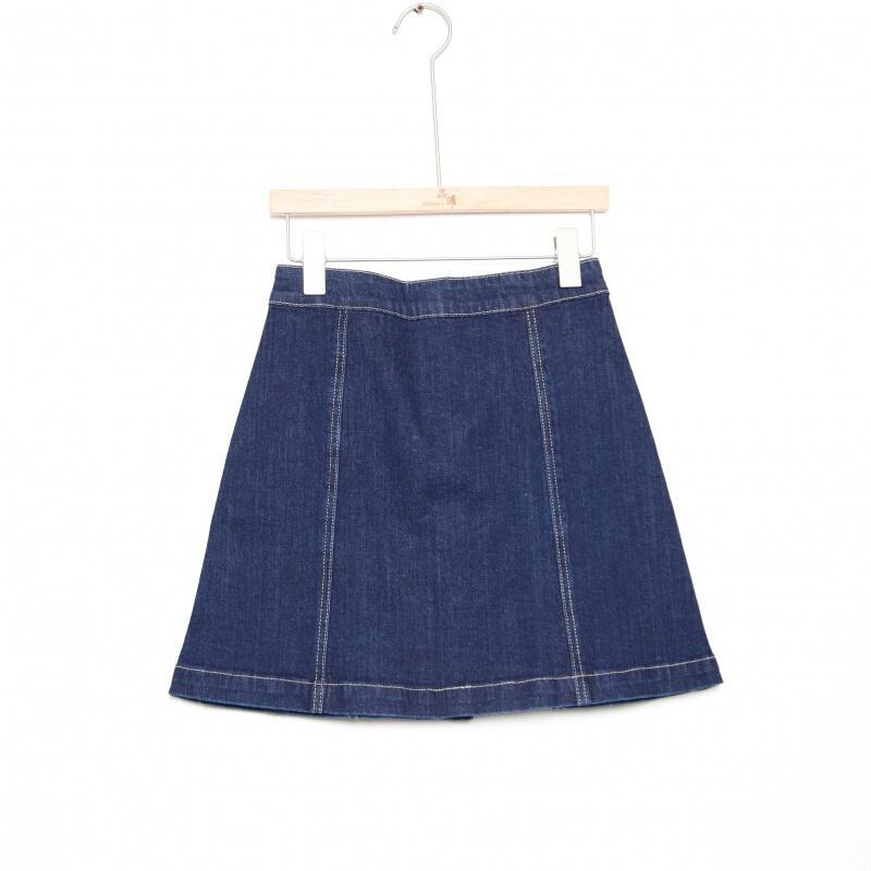 女士半身裙牛仔裙新款扣子裙子藏青色