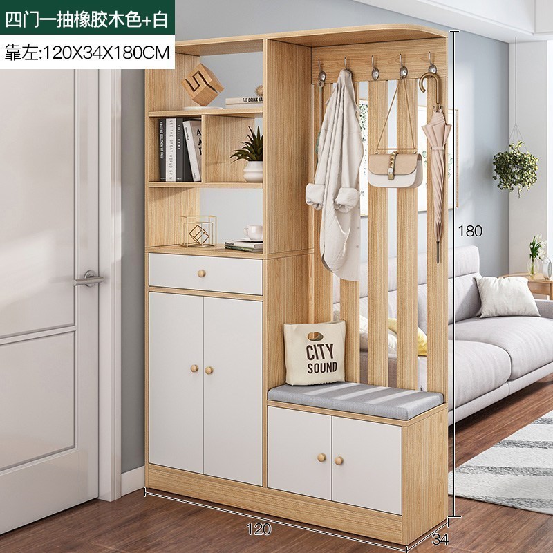 森美人客厅隔断柜简约现代进间厅柜玄关柜双面置物架屏风鞋柜储物柜子高清大图