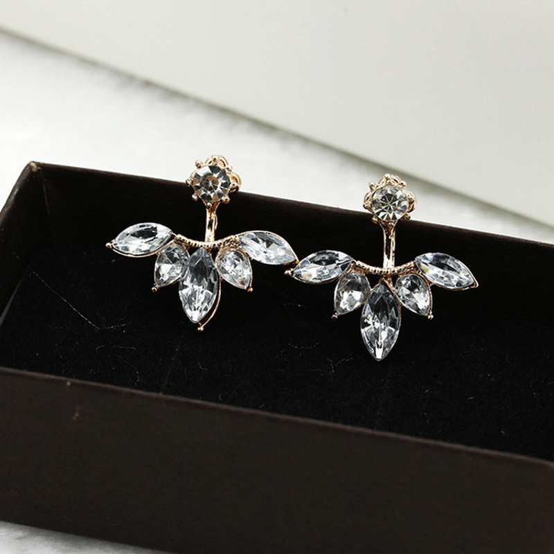 耳钉女款新款韩版马眼锆石雏菊上下款耳钉饰品g2d080送女朋友七夕情人