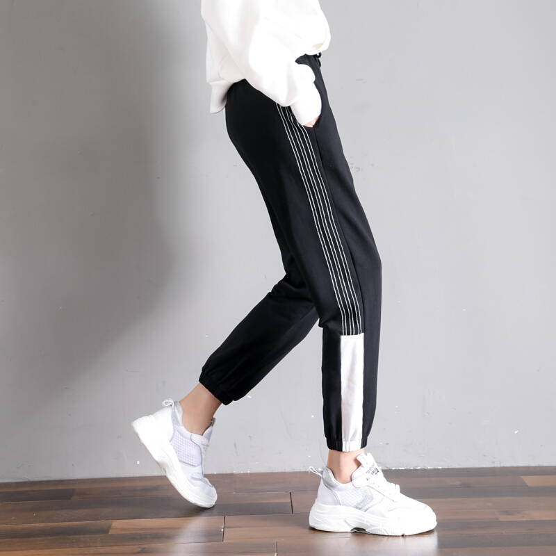运动裤女夏薄款学生宽松韩版百搭2018新款显瘦休闲裤