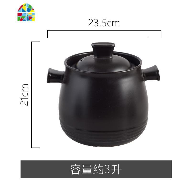 砂锅家用电炖锅陶瓷煲汤平底电陶炉专用大小容量炖汤电砂锅可高温 FENGHOU 黑色3L平底电陶款图片