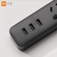 小米(mi)插线板 含3口USB 2A快充版多功能插排多孔接线板家用安全插线板插座黑色