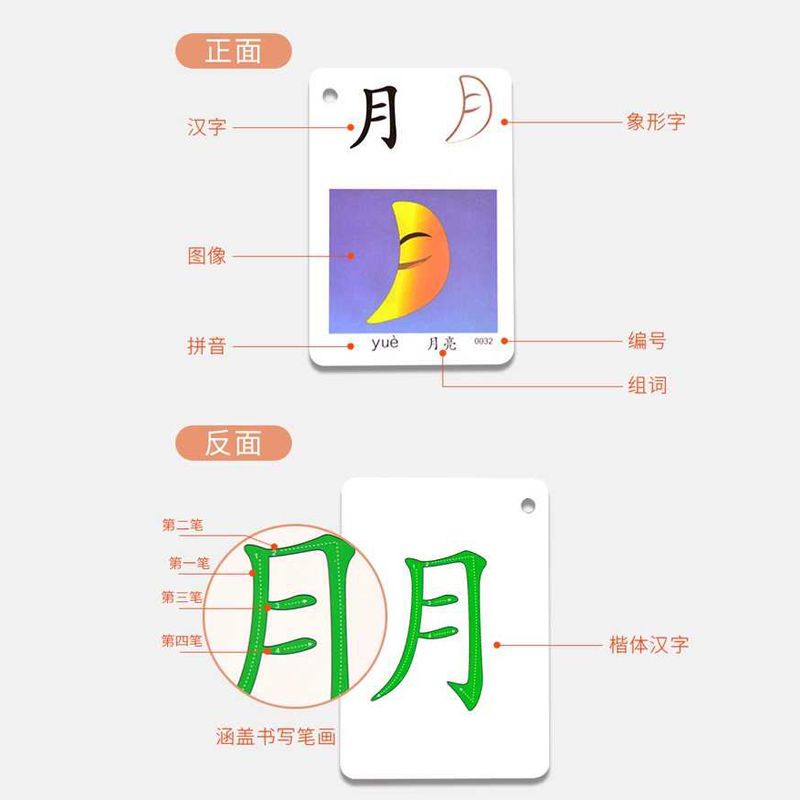 [1-250字]儿童幼儿园宝宝早教象形识字卡片学龄前早教有图看图形象认字卡片
