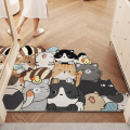 卡通入户门丝圈脚垫门口耐磨地垫进门家用防滑垫子玄关可裁剪地毯 100*120CM【大门热销】【可裁剪】 欢乐-叠叠猫