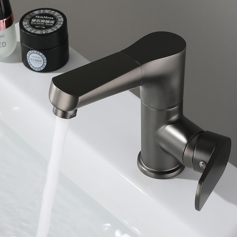 法耐fanai枪灰色抽拉式面盆龙头升降洗头洗手盆洗脸台盆水龙头冷热