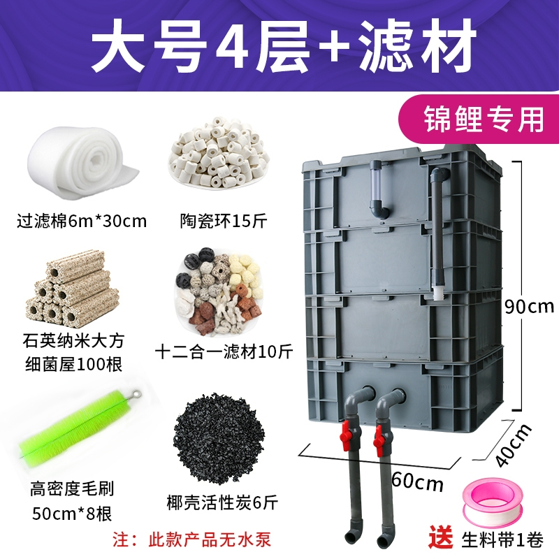 周转箱过滤箱鱼缸过滤器滴流盒上置过滤盒外置鱼池水循环系统 diy