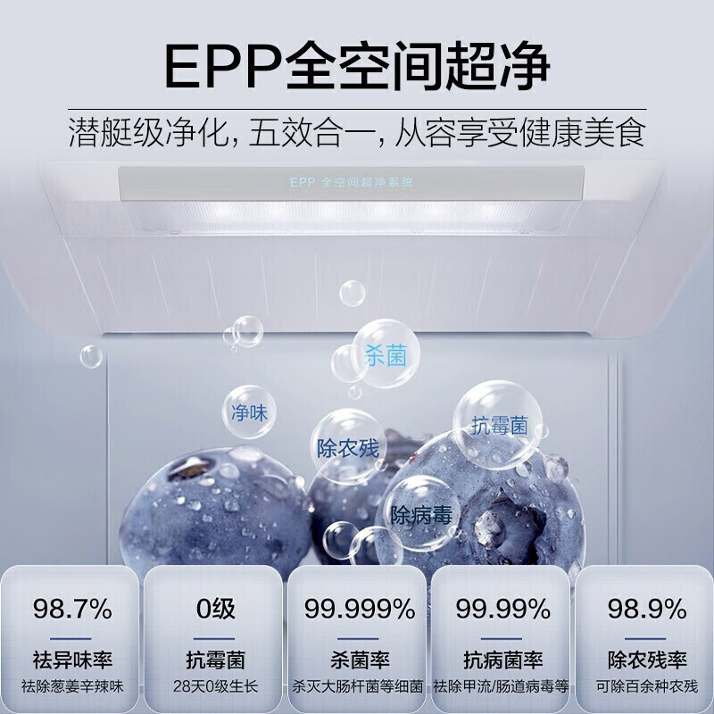 海尔BCD-602WGHSS10B1U1冰箱风冷无霜602升双开门一级能效双变频晶釉蓝