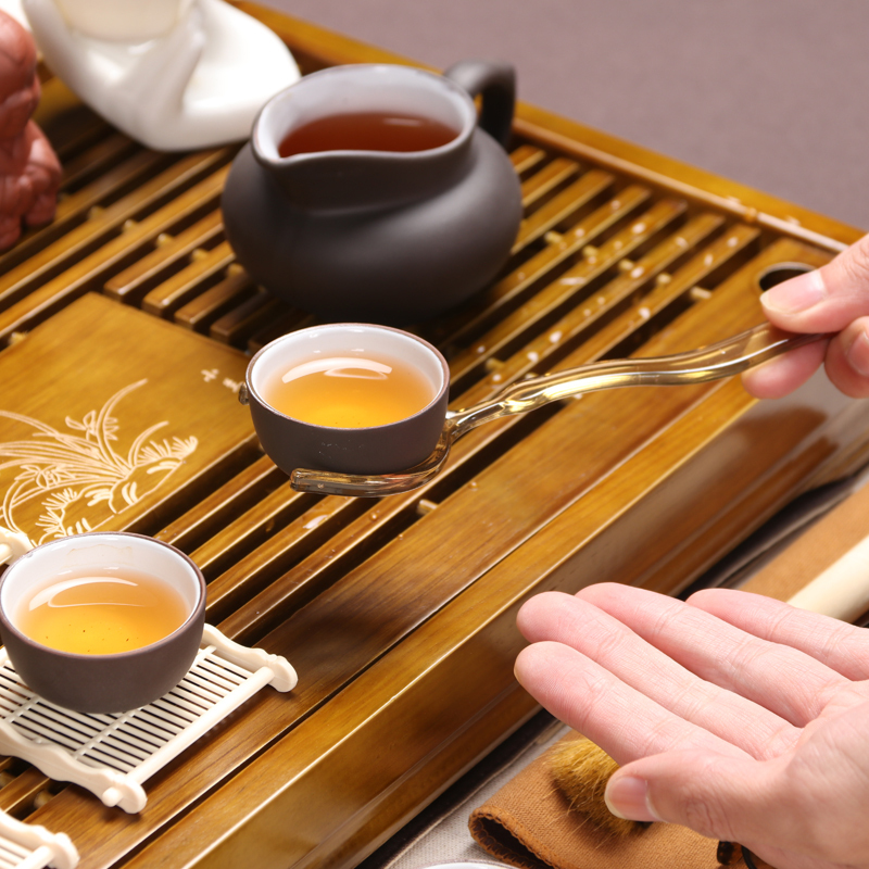 百鸿(Baihong) 整套茶具家用功夫紫砂茶壶茶杯实木茶盘 咖色小兰香内白紫砂茶具套装