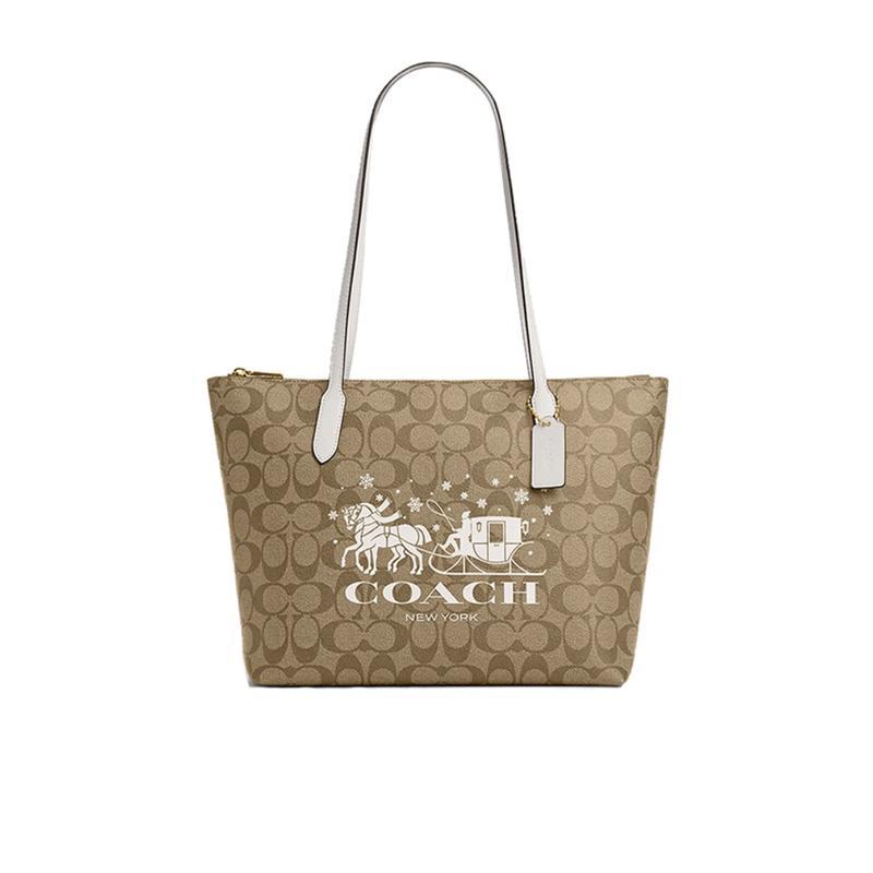 蔻驰coach女包单肩包时尚精致logo拉链徽标休闲百搭手提包送女友礼物