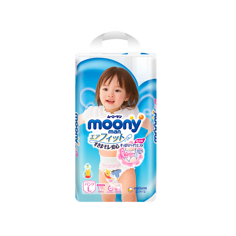尤妮佳moony裤型纸尿裤女L44片+方广200g果蔬香菇蝴蝶面