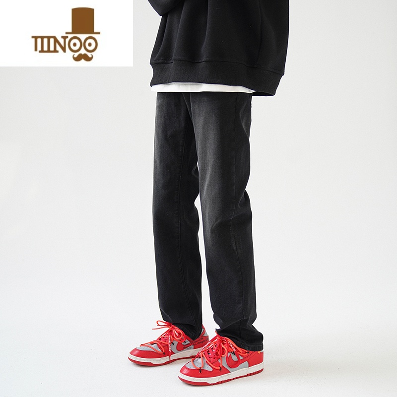 YANXU夏季泥黄水洗牛仔裤男士薄款美式vibe高街潮牌夏天男生休闲长裤子高清大图