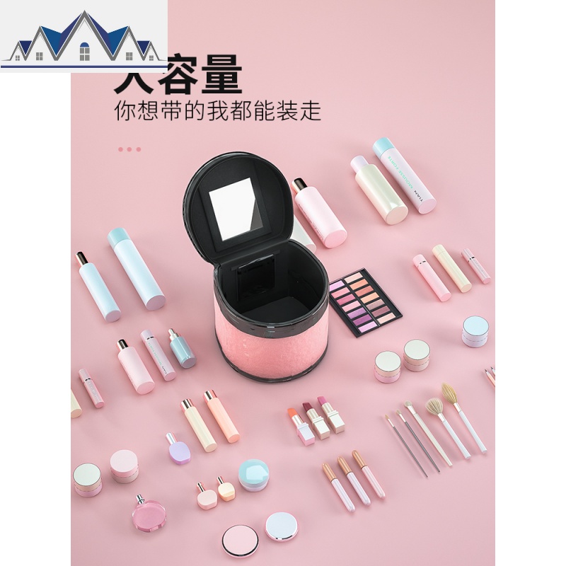 化妆包女大容量便携风收纳包可爱日系化妆箱手提旅行家用小包 三维工匠高清大图