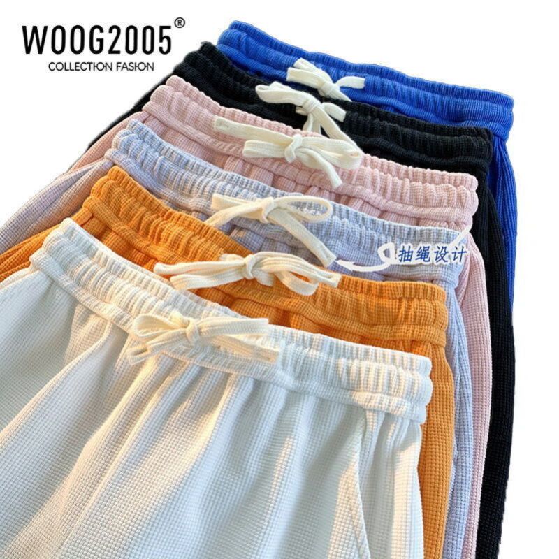 WOOG2005华夫格短裤男设计感小众oversize美式篮球运动五分裤夏