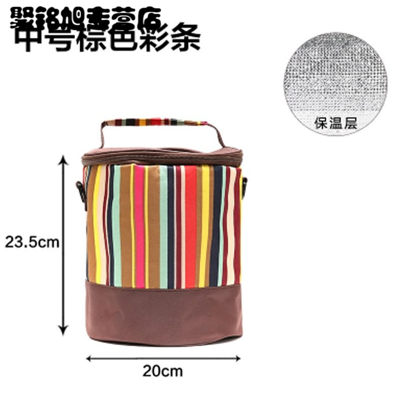 圆形保温饭盒袋手提包防水便当包铝箔加厚大号保温袋便当盒袋桶袋多色多款多功能生活日用收纳用品时尚创意简约收纳包