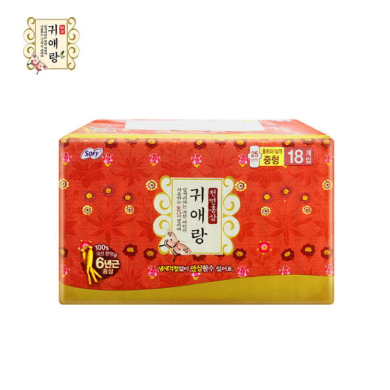 贵爱娘(贵艾朗)中草药红参升级款棉柔日用卫生巾250mm18片*4包 72片组合装
